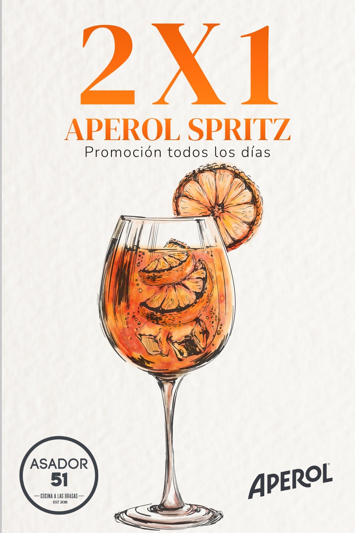 Aperol Spritz 2x1 - Promoción todos los días